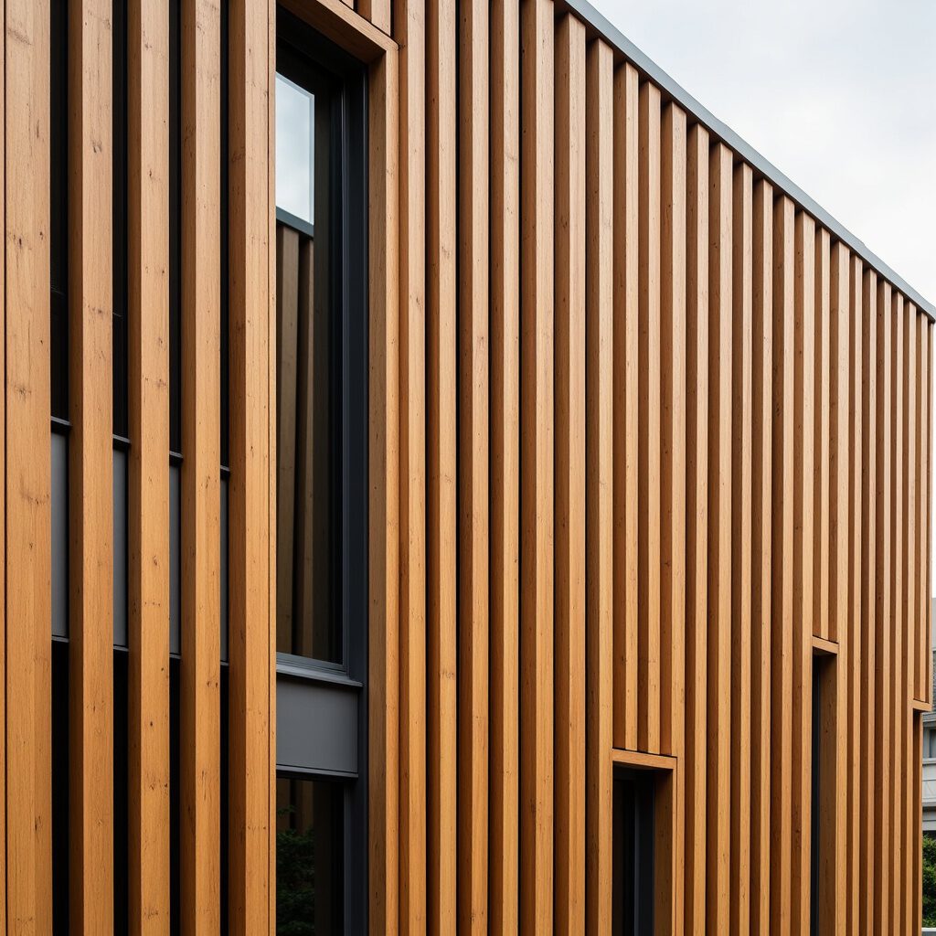 gevel bekleding hout en donker kozijnen
