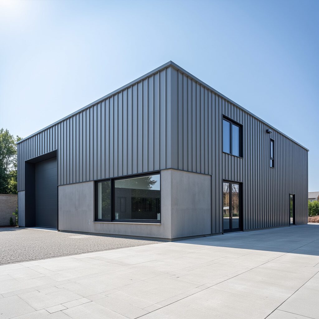 kantoor met loods beton