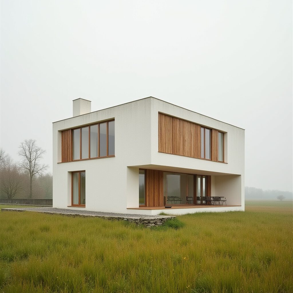 kubic villa met houten delen