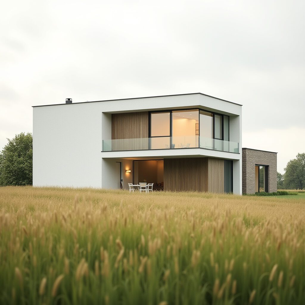 kubic villa met houtendelen