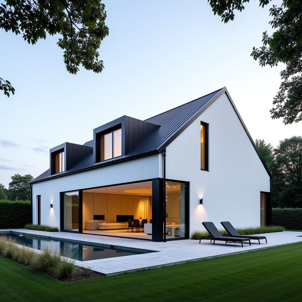 landelijk villa met schuifdeuren