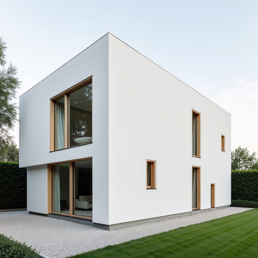 minimalist woning met naturel hout kozijnen