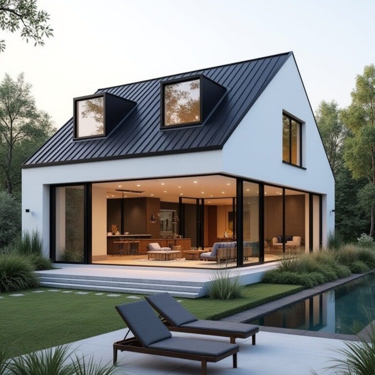 modern villa met zinkendak