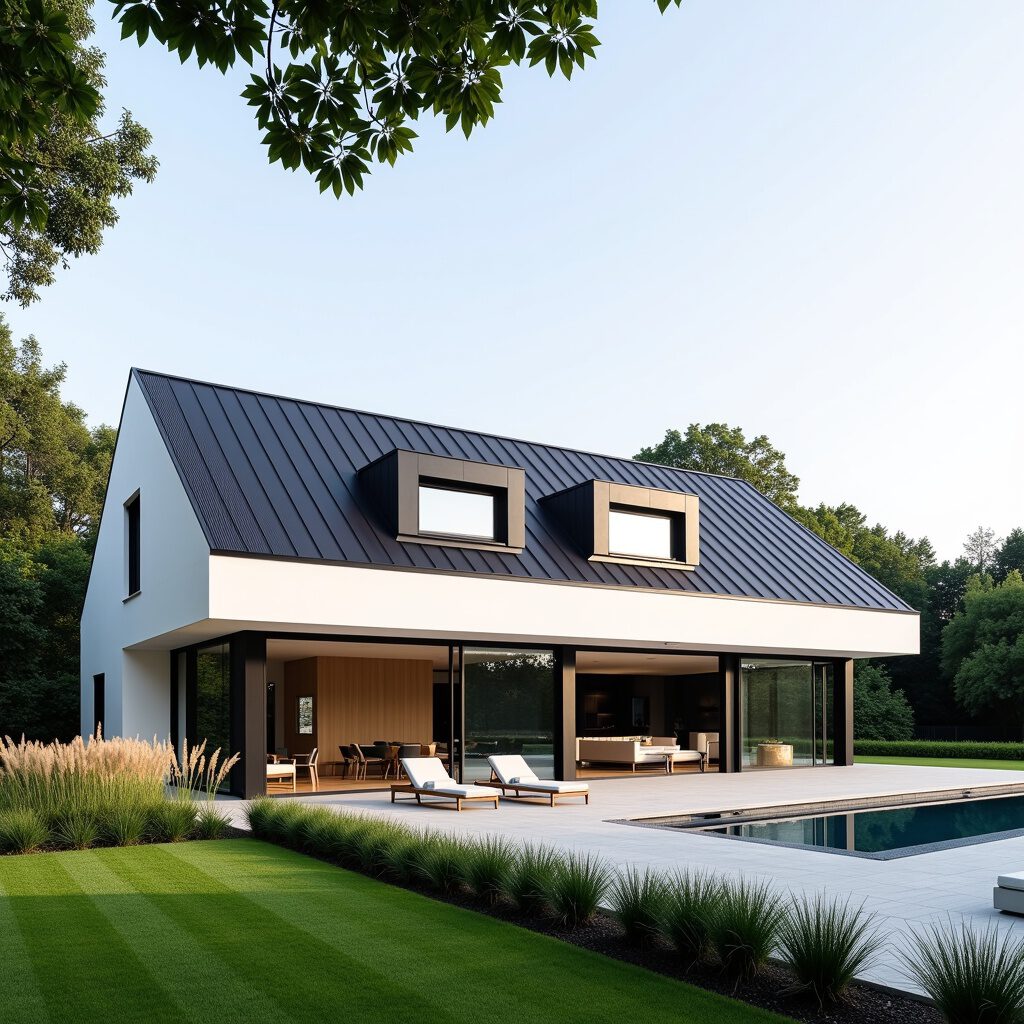 modern woning met klein dakkapellen