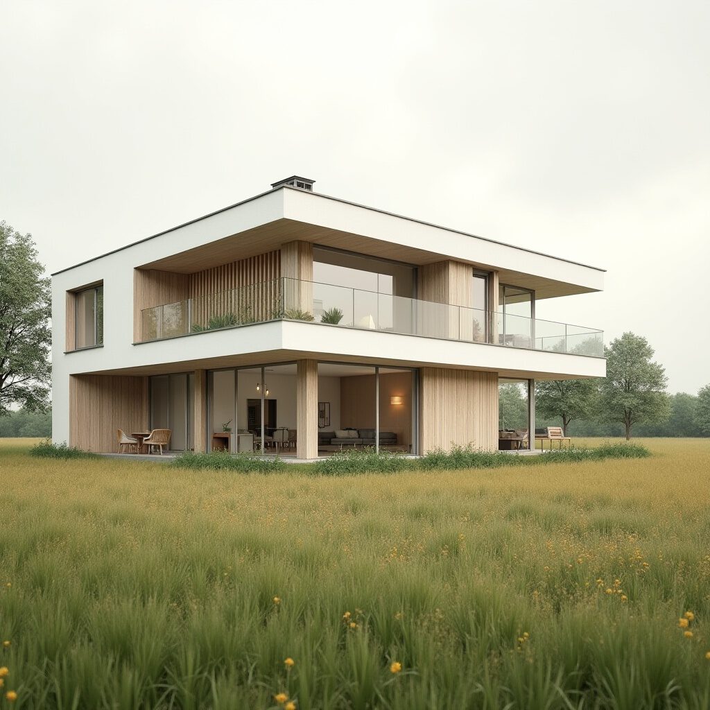 villa met houten delen