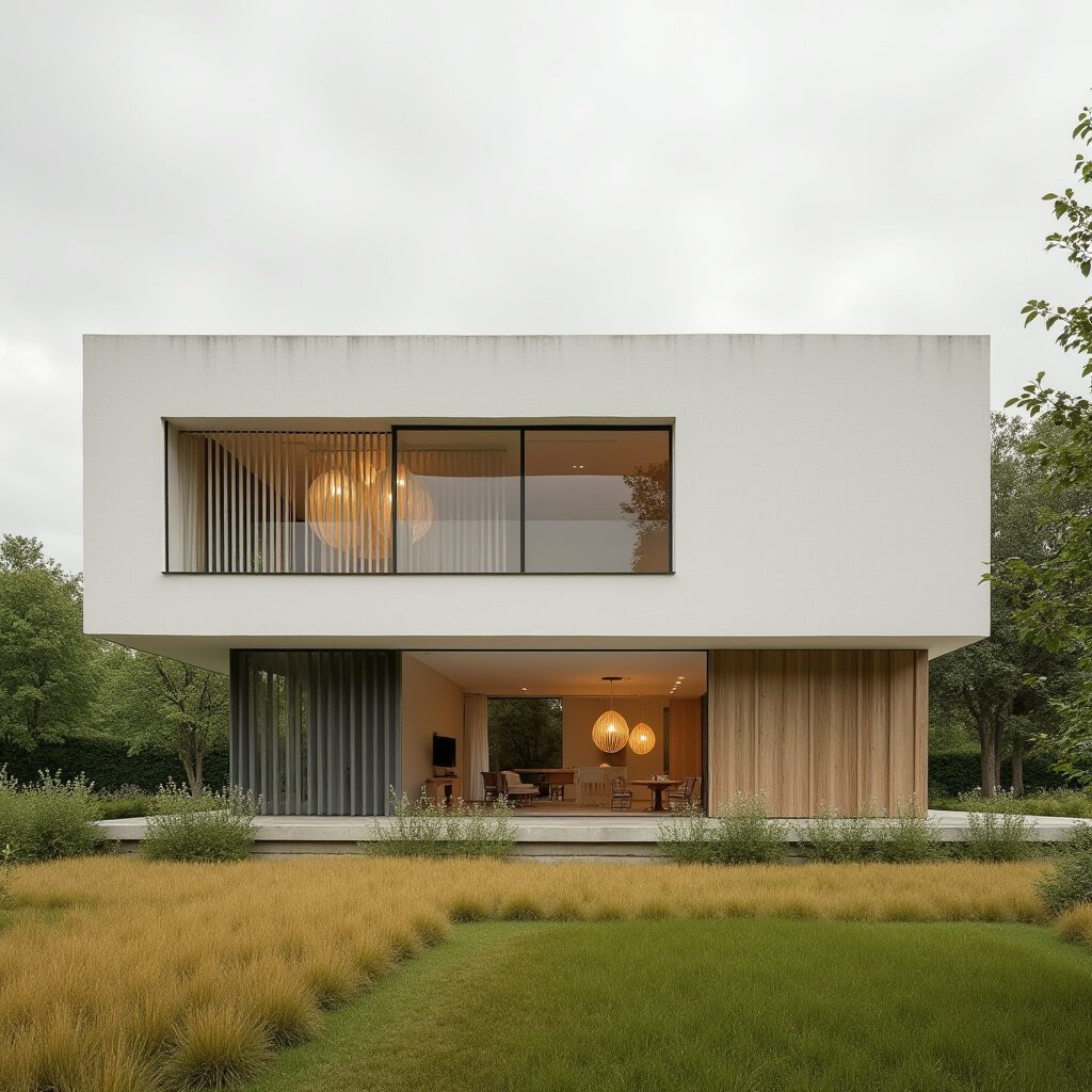 villa vlak dak met houten accent