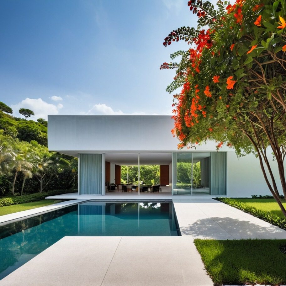 vrijstaand modern villa met zwembad