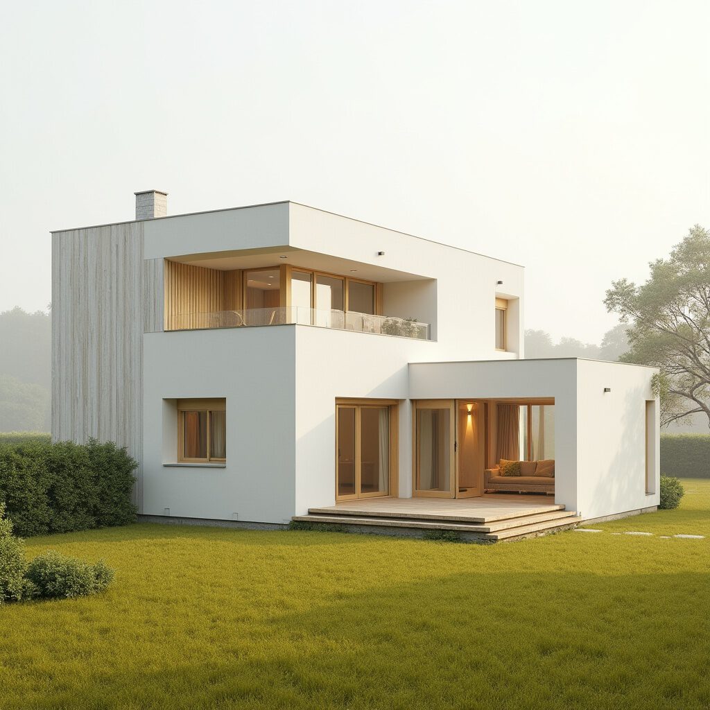 witte huis met lichte kozijnen