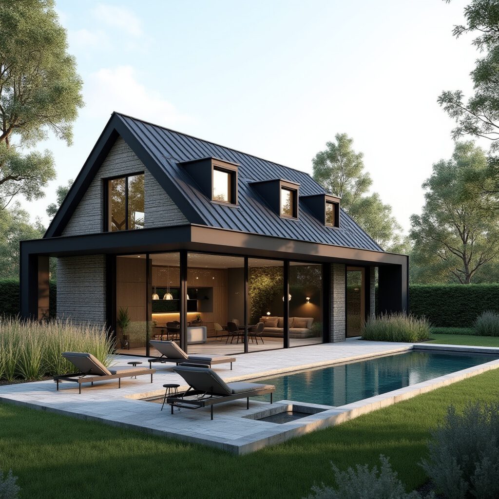 woning donder afgewerk met metselwerk