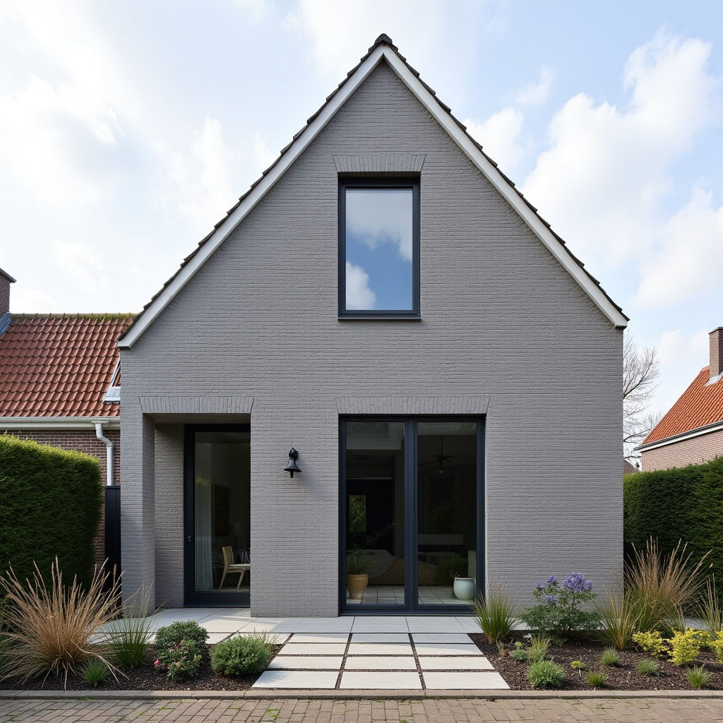 woning met grijs metselwerk
