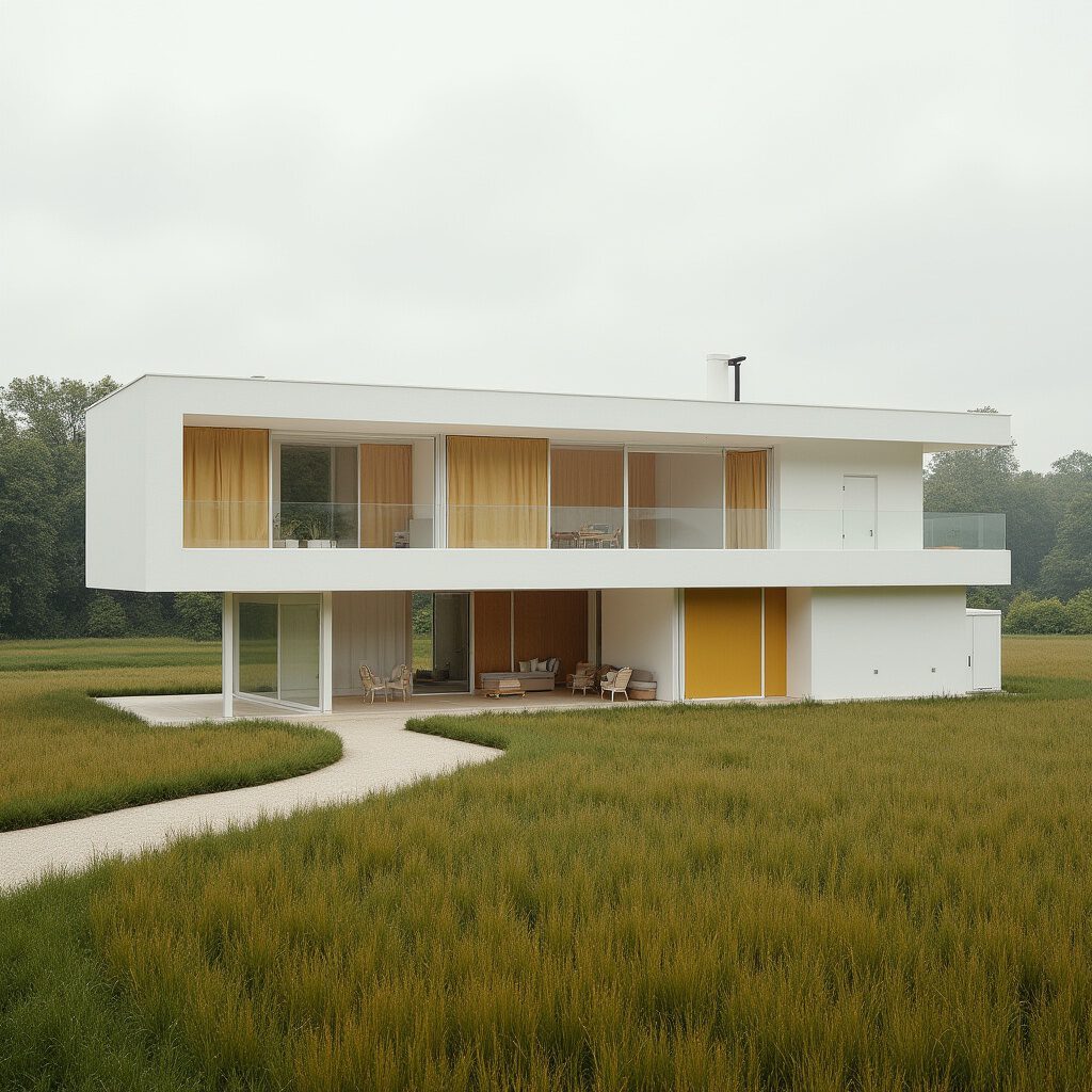 woning wit gevel met geel accent